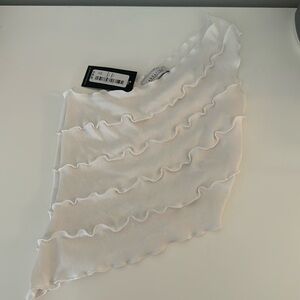 One shoulder ruffle top.